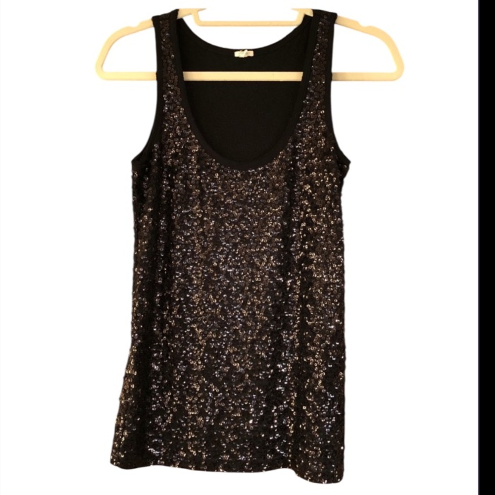 JCREW Sequin Tank, Black, XS - Picture 1 of 4